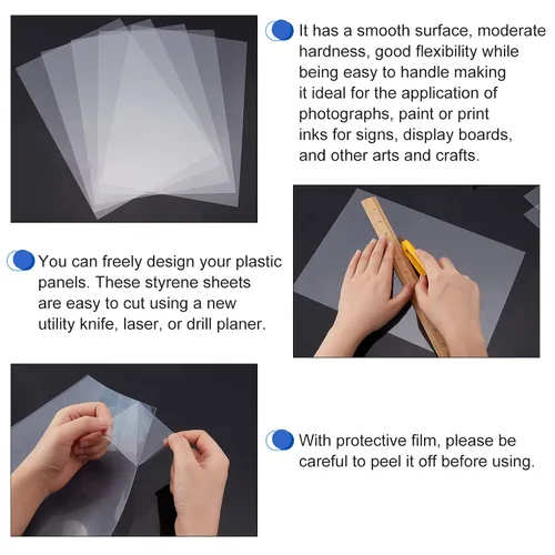 Vista 4 de AHANDMAKER 20 hojas de plástico flexible de PVC transparente, hoja de plástico transparente de 8.25 x 11.75 pulgadas con papel protector