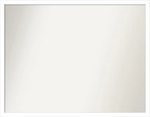 Vista 105 de Amanti Art Espejo de baño blanco para sobre el fregadero, 22 x 45 pulgadas, espejo de tocador rectangular blanco Lucie, marco de madera moderno