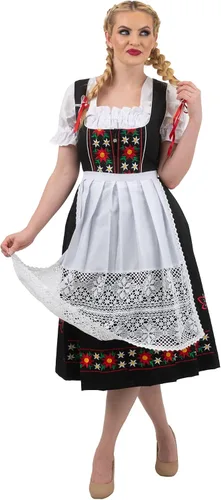 Vista 4 de Dirndl Trachten Haus Vestido largo de 3 piezas para camarera de Oktoberfest color negro
