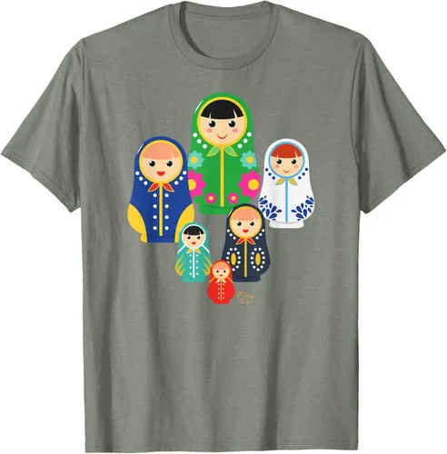 Vista 26 de Matryoshka Russian Nesting Dolls, Rusia - Camiseta de regalo, Azul / Patchwork, S