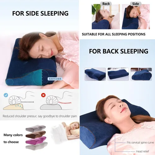 Vista 5 de Almohadas ortopédicas para el cuello para aliviar el dolor, dormir de lado, almohada cervical cervical de espuma viscoelástica, almohadas cervicales