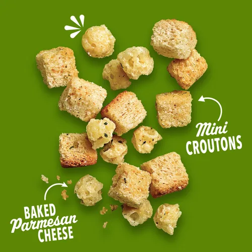 Vista 6 de Fresh Gourmet Caesar Crunch - Cobertura para ensalada, 3 onzas, paquete de 12 – Mini crutones y patatas fritas de queso parmesano para ensaladas