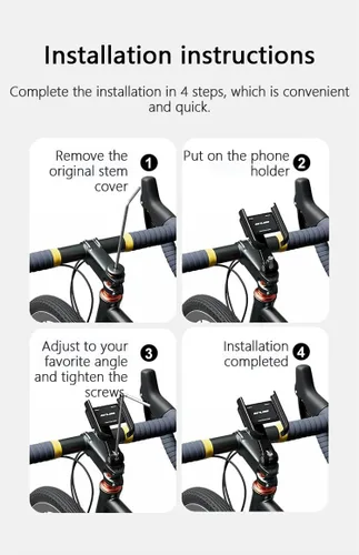 Vista 6 de GUB G-92 Quick Take Place Bike Stem Fork Phone Mount 360 Rotatable Aluminum Stem Clamp Soporte para teléfono para bicicleta