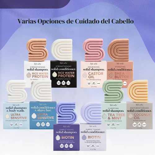 Vista 9 de Kitsch Set de champú y acondicionador morado para rubias y cabello teñido