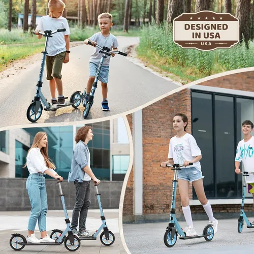 Vista 5 de WAYPLUS KS1 Kick Scooter para mayores de 6 años, niños, adolescentes y adultos. Carga máxima de 240 libras. Plegable, ligero, ruedas grandes de 8