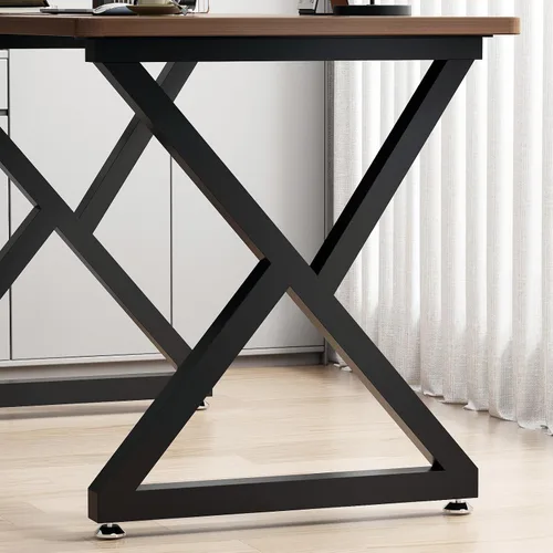 Vista 20 de Patas rectangulares industriales de metal de 16 pulgadas de altura, patas de banco de metal para mesa, diseño moderno de mediados de siglo, juego