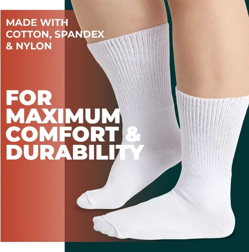 Vista 2 de FORTIVO Calcetines extra anchos para pies hinchados, calcetines bariátricos y diabéticos para hombres y mujeres