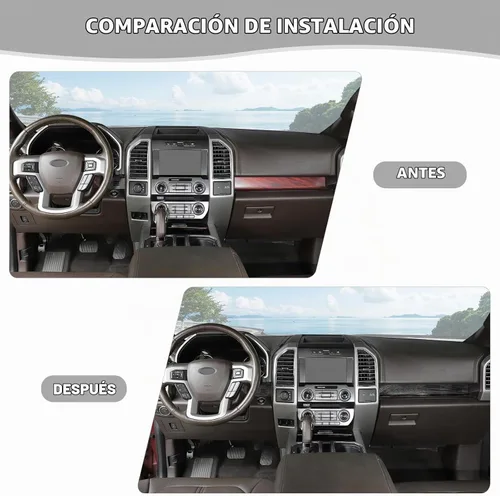 Vista 7 de Jimen Compatible con Ford F150 2015-2020, 4 Piezas Cubierta del Panel de la Consola Central Accesorios de Moldura Interior (Grano de Madera Negra)