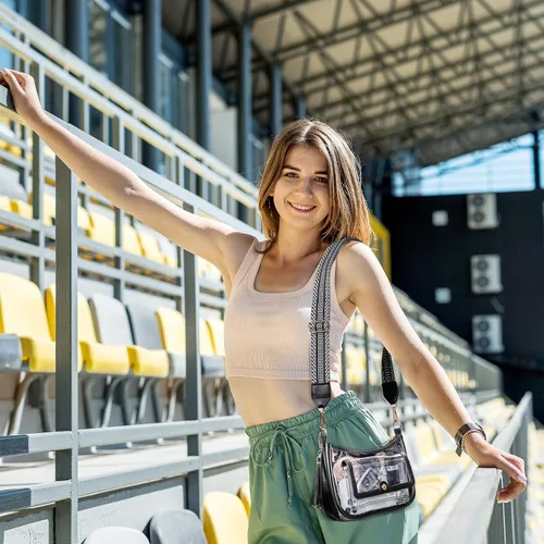 Vista 3 de Bolsa transparente para eventos de estadio, monederos transparentes para mujer, bandolera aprobada para estadios