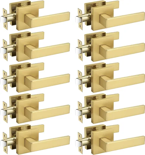 Vista 11 de Probrico - 1 manija inactiva dorada para puerta, moderna, para armario, resistente, para interior, sin giro, reversible para lado derecho e izquierdo