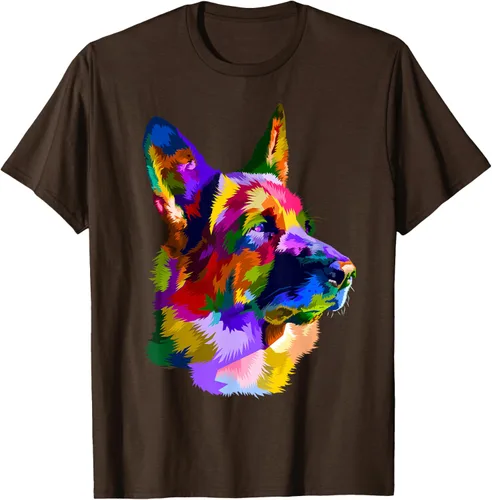 Vista 61 de Camiseta con retrato de pastor alemán para dueños de perros, Negro, S