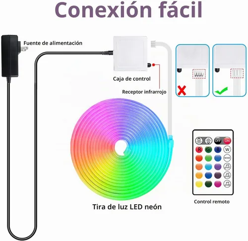 Vista 7 de segrass Luces de Cuerda LED de Neón RGB DC24V de 16.4 pies con Control Remoto/APP, Impermeables, Flexibles, Multicolor, Estilo Moderno