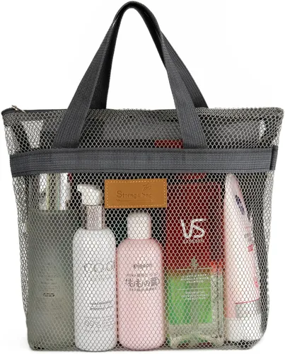 Vista 8 de TOPASION Bolsa de ducha de malla portátil, organizador de baño y aseo colgante con cremallera para viajes, gimnasio, campamento, dormitorios