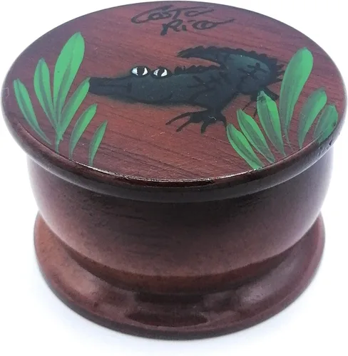 Vista 2 de Joyero de madera - Decoración pintada a mano - Juego de 1 joyero auténtico de la selva tropical costarricense - Artesanal - Estuche
