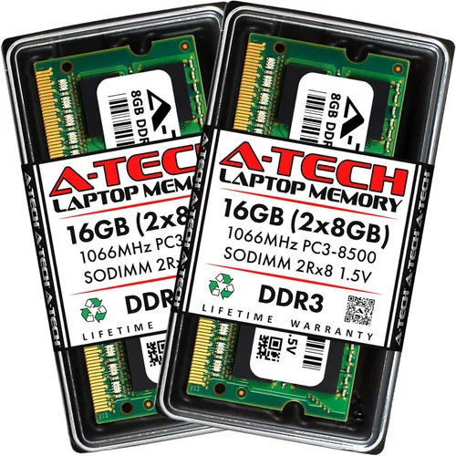 Vista 25 de A-Tech - Módulo de memoria RAM SODIMM para portátil de 1 GB DDR3 1066 MHz PC3-8500 CL7, 1,5 V, 204 pines, sin ECC, SO-DIMM para portátiles