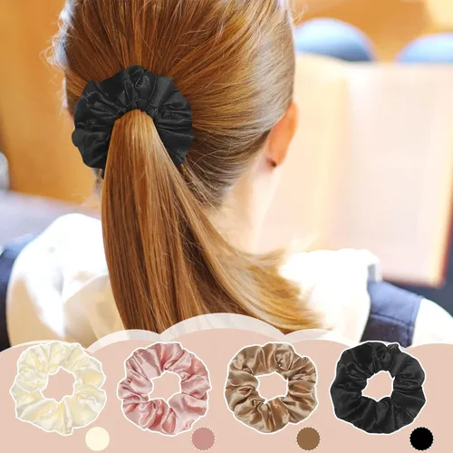 Vista 3 de 24 coleteros de satén para mujer, suaves que la seda para coleteros de cabello, lazos y bandas de moda para todo tipo de cabello, accesorios