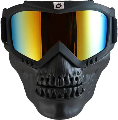 Vista 9 de Birdz Skullbird - Gafas protectoras acolchadas para motocicleta ATV, color negro, con cubrebocas