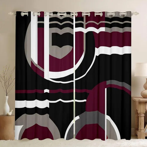 Vista 30 de Cortinas opacas abstractas de 30 % a 50 % geométricas para dormitorio, sala de estar, decoración de línea a rayas, cortinas con aislamiento térmico