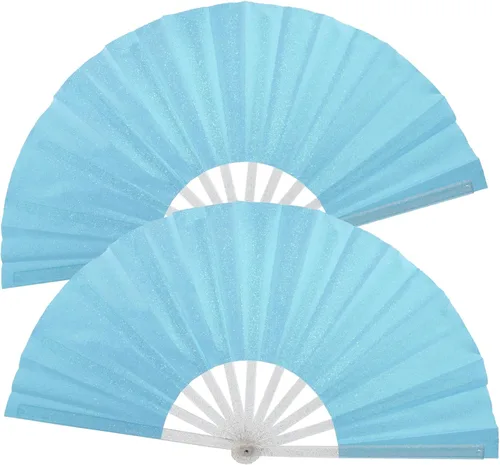 Vista 30 de Ventilador plegable de mano grande, botas en el suelo, abanicos decorativos plegables de manivela para bailes, fiestas, bodas, festivales de música