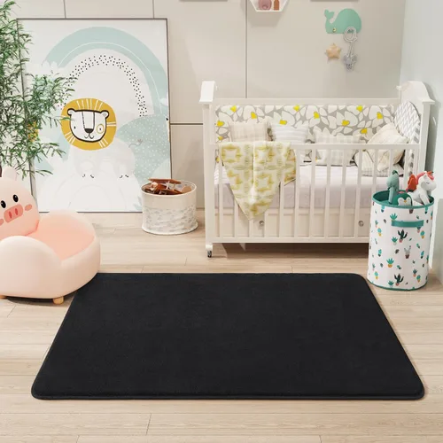 Vista 6 de Amearea Alfombra moderna lavable de 2 x 4 pies, color negro, alfombra de área pequeña para dormitorio, sala de estar, alfombra de espuma