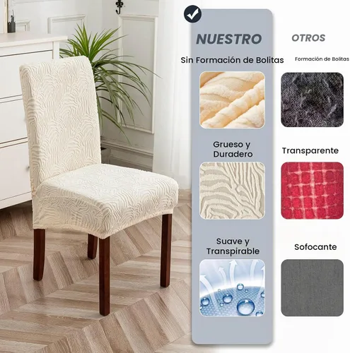 Vista 4 de Fundas para Sillas de Comedor, Fundas para Sillas de Comedor Elásticas Parsons, Protector de Sillas de Cocina para Comedor, Extraíbles, Lavables