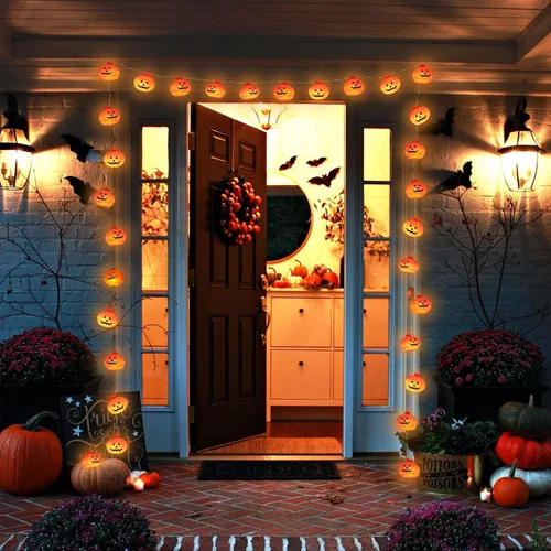 Vista 3 de Runleo Guirnalda de luces de calabaza para decoración de Halloween