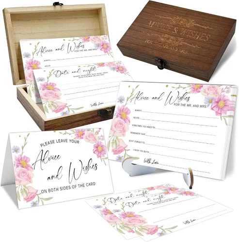 Vista 9 de Consejos y deseos para el señor y la señora - Tarjetas de consejos de boda de champán para decoraciones de despedida de soltera, buenos deseos