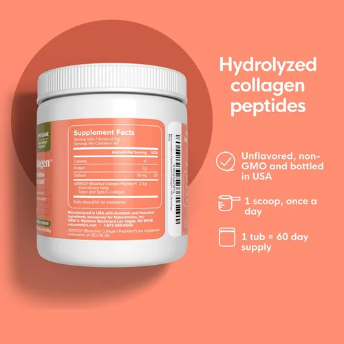 Vista 2 de Naturenetics Péptidos de colágeno para el cabello, la piel y las uñas – Apoya la hidratación de la piel y la fuerza del cabello – Colágeno