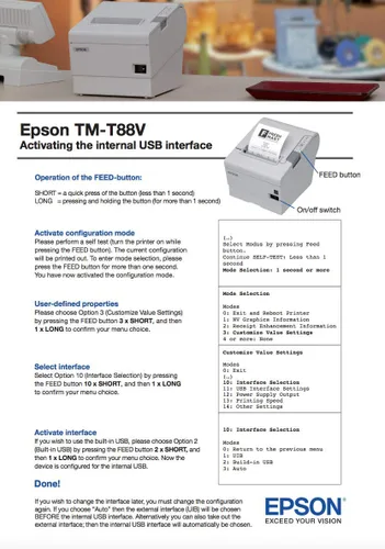 Vista 4 de Epson C31CA85656 TM-T88V Impresora térmica de recibos con fuente de poder, calificación de Energy Star, interfaz USB y Ethernet, color gris oscuro.