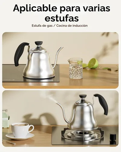 Vista 7 de Hervidor de café para estufa, hervidor de cuello de cisne premium, tetera para verter café y té, tetera de estufa, calentador de agua caliente