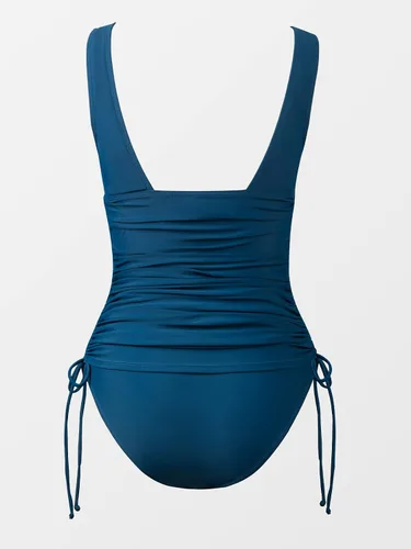 Vista 6 de CUPSHE - Conjunto de tankini de dos piezas para mujer, cuello en V, cordón lateral, tirantes anchos fruncidos