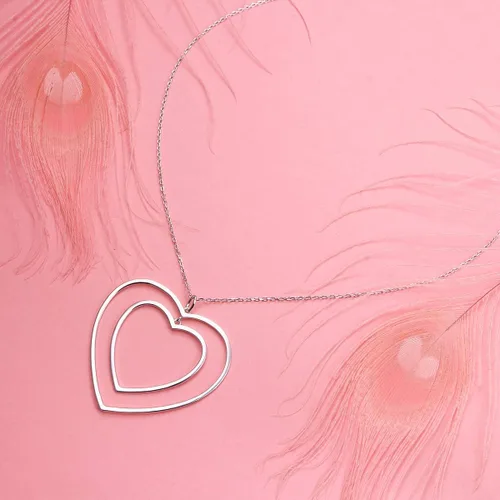 Vista 4 de Collar largo de cadena de plata de ley S925 con dije grande para mujeres y niñas, plata de ley