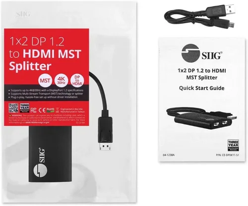 Vista 9 de SIIG - Divisor DisplayPort para monitores duales, DisplayPort 1.2 a 2 HDMI MST Hub divisor de video, monitor en cadena DisplayPort margarita,