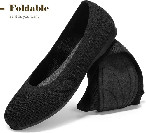 Vista 5 de MIXIN Zapatos de vestir planos para mujer, zapatos de vestir de punto para la oficinatrabajo, zapatos de vestir de punta redonda para caminar