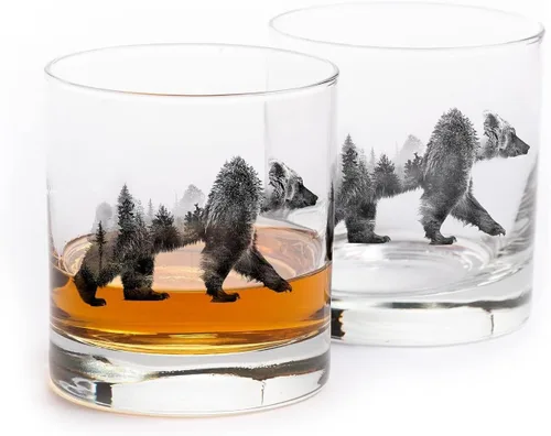 Vista 13 de Juego de vasos de whisky de paisaje de playa Black Lantern Juego de 2 vasos estilo antiguo de 11 oz Vasos de cóctel con base pesada en caja