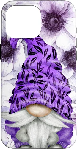 Vista 19 de Unique Purple Gnome with Lilac Anemones Floral Aesthetic Case for iPhone 17