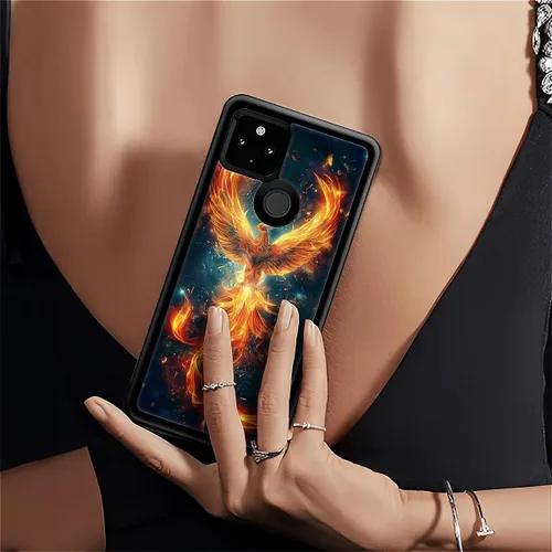 Vista 1490 de Compatible con Google Pixel 4A 5G Mobile Case Creative Acrylic Panel trasero Silicona Protección Grip especialmente diseñado para Google Pixel 4A 5G