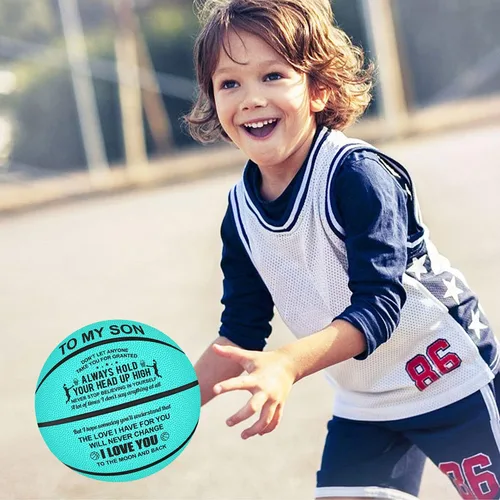 Vista 3 de KWOOD Regalos de baloncesto grabados personalizados para interiores y exteriores para hijo, I Love You to The Moon and Back, regalos de graduación