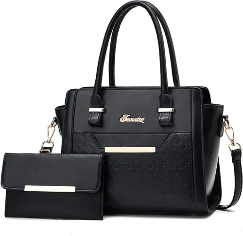 Vista 10 de NICOLE & DORIS Bolsos de mano para mujer, elegantes bolsas de hombro, 2 piezas, monederos, bolso de cuero sintético