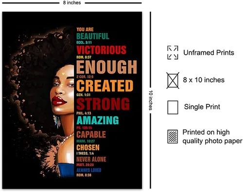Vista 2 de God Says You Are African American - Arte de pared y decoración – Regalos de aliento religioso para mujeres negras – Afirmaciones cristianas – Salmos