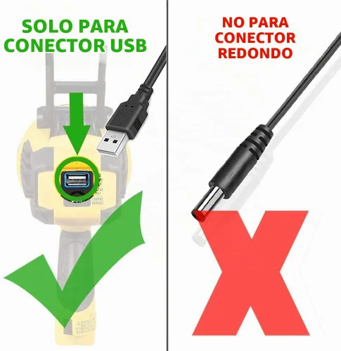 Vista 2 de Adaptador de Cargador de Repuesto Cable de Carga USB a USB para Foco Stanley Fatmax, Stanley SL10LEDS, SL10LEDSL, TL450, TL600, SAT3S, SS4LS, Zero