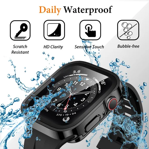 Vista 3 de Amizee 2 en 1 Estuche [Paquete de 2] Compatible con Apple Watch SE 3/2/1 Series 6/5/4 40mm con Protector de Pantalla Integrado, Cubierta Protectora