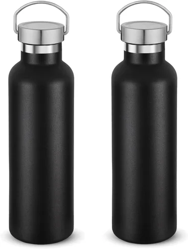 Vista 38 de Volhoply 24 onzas Botella de agua aislada con boca estándar con tapa de combinación de plástico y acero inoxidable, botellas de agua de 304 18/8