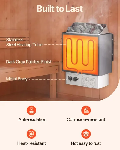 Vista 8 de VEVOR - Calefactor de sauna, estufa eléctrica de sauna de 220V, calentador de sauna para baño de vapor con temporizador de 3h y temperatura
