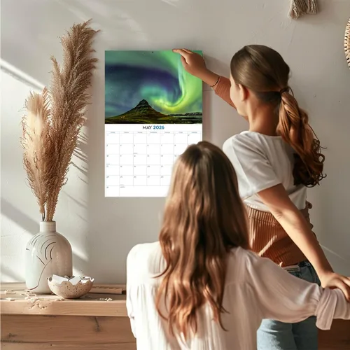 Vista 665 de Calendario de grises africanos 2025 2026 – Planificador mensual de pared de aves africanas – 12 x 18 pulgadas (abierto), calendario de pared