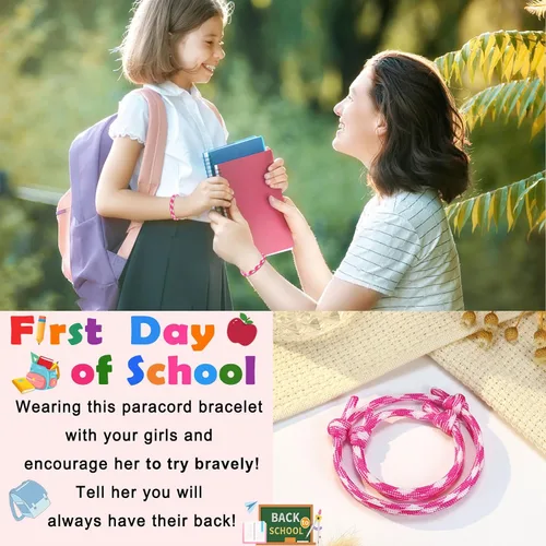 Vista 5 de PINKDODO - Pulsera para el primer día de escuela, pulseras para mamá e hijo, regalos de regreso a clases
