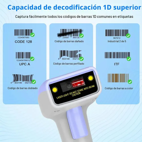 Vista 8 de Symcode Escáner de código de barras USB 1D, lector de código de barras láser CCD con cable de mano compatible con escaneo de pantalla escáner