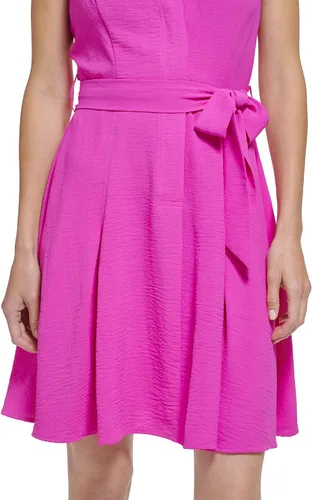 Vista 4 de DKNY Vestido sin mangas con cinturón de retazos de mezclilla para mujer