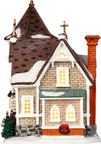 Vista 2 de Lemax Christmas Village Little River Church funciona con pilas LED - 45069