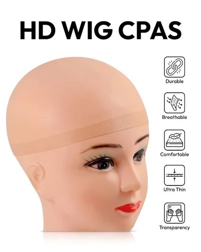 Vista 2 de Gorra de peluca HD, 6 gorras de peluca para mujer, gorra de peluca para peluca de encaje frontal Medias-Desnudo